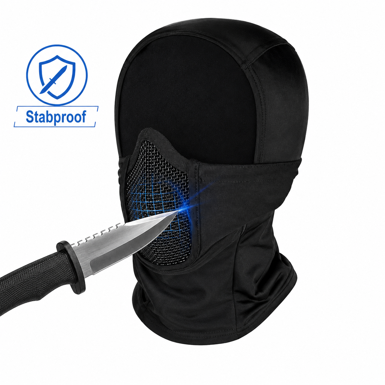 Stabproof Full face protection balaclava tactical mesh mask for outdoor safety clothing black
